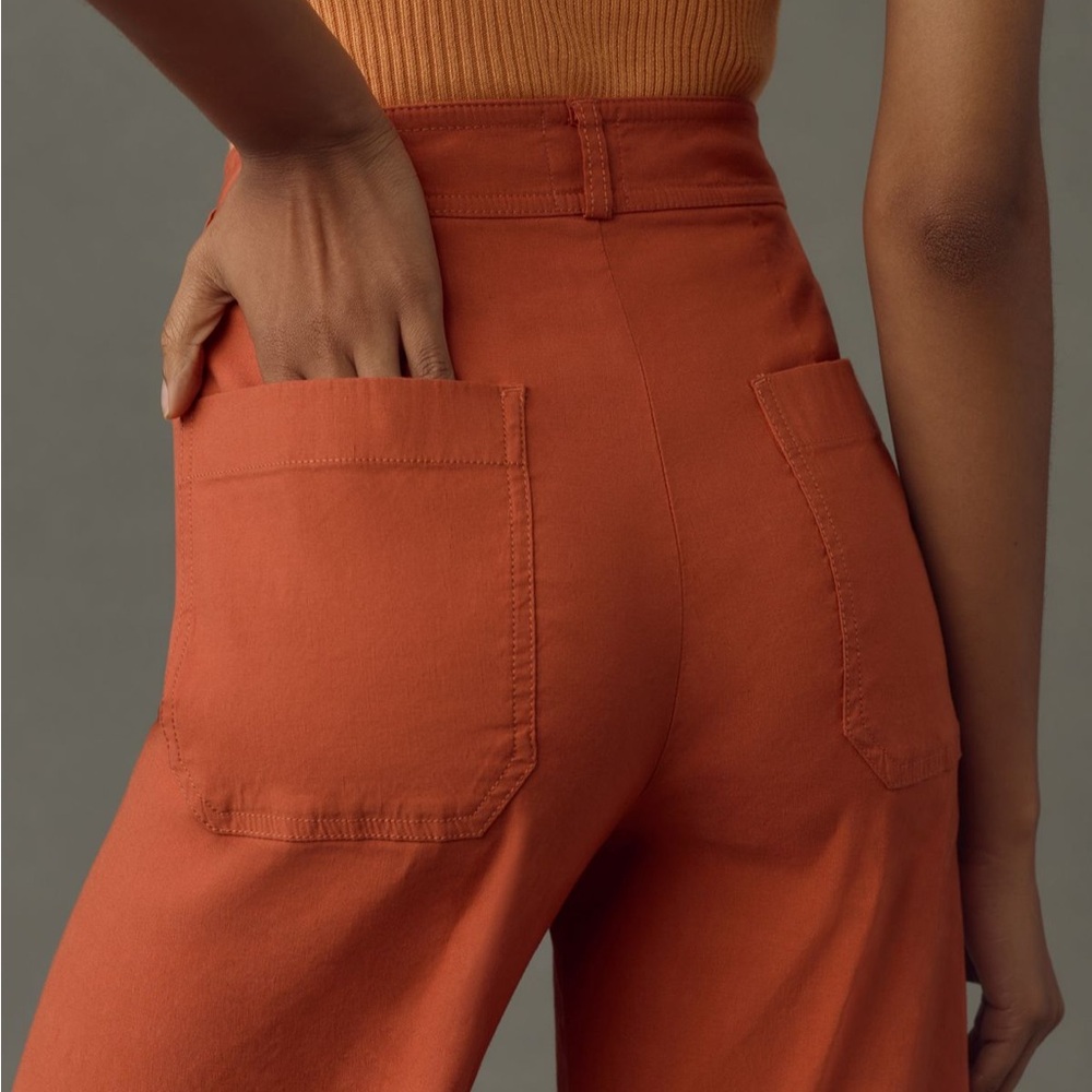 Maeve Wide-Leg High-Rise Pants in Rust Orange - Picture 3 of 8